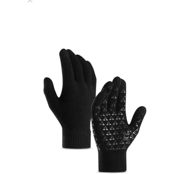 Black winter gloves standard size adjusts to your hand touch screen cold weather